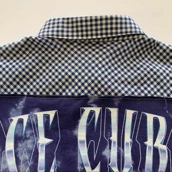 Via Penny Lane Reworked Apparel | Ice Cube Tie Dye Gingham Button Down Shirt - Picture 3 of 9